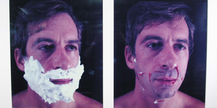 William Wegman. Foamy Aftershave (L-Foamy; R-Aftershave). 1982. Color instant prints. 28 1/2 x 22" (72.4 x 55.9 cm) each. The Museum of Modern Art, New York. Gift of Robert and Gayle Greenhill. © 2010 William Wegman