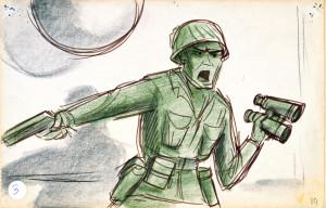 Joe Ranft Storyboard: Army Men TOY STORY (1995) Matita e inchiostro