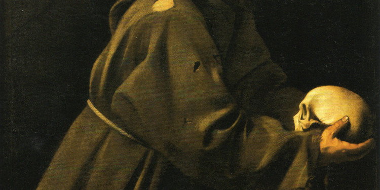 Caravaggio (Michelangelo da Merisi detto il Caravaggio 1571-1610) San Francesco in meditazione, 1603 ca, Convento dell'Immacola Concezione, Ministero dell'interno-Patrimonio del Fondo Edifici di Culto