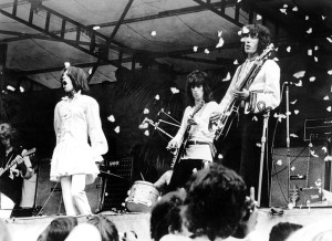 The Stones in the Park. 1969. Great Britain. Directed by Leslie Woodhead. Pictured: Mick Taylor, Mick Jagger, Keith Richards, Bill Wyman. Courtesy Photofest.