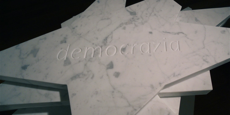 FRANCO IONDA, Democracy 2012/2013, 33 beheaded white of Carrara marble stars